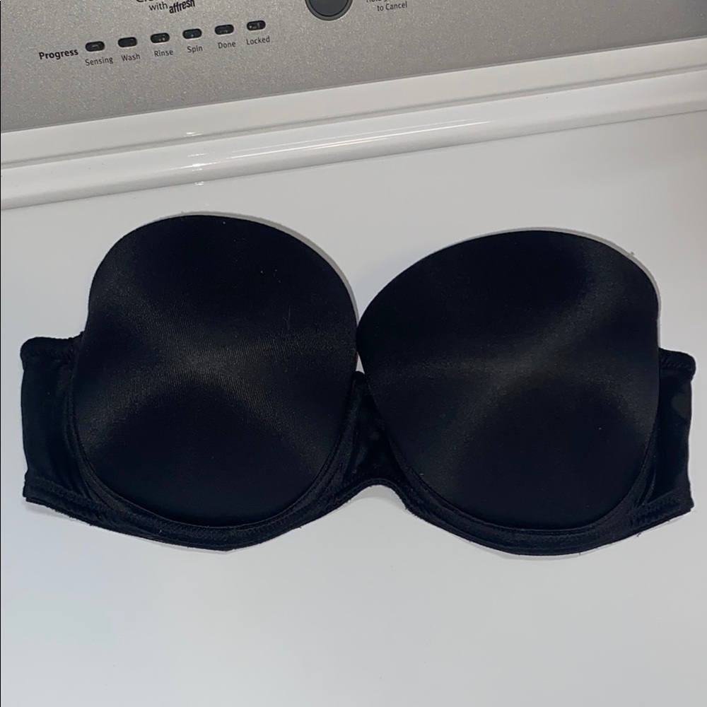 PINK Victoria's Secret Black and Pink Strapless Bra